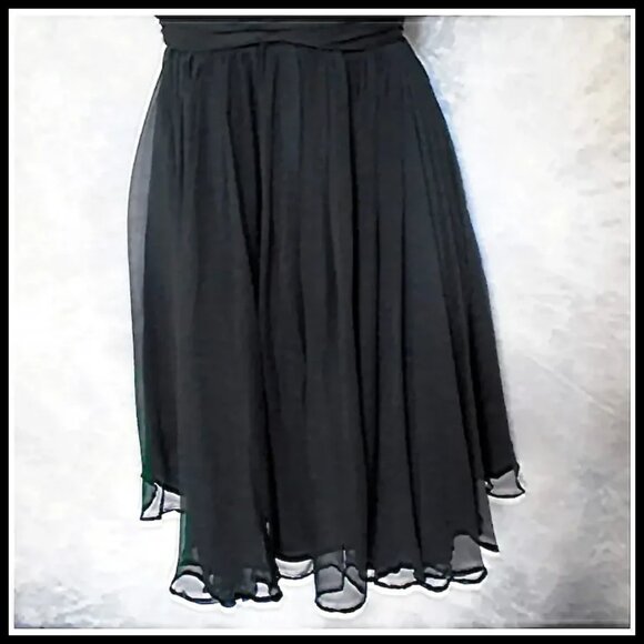 Vintage Black Formal Fit Flare Cocktail Dress, 50s New Look Chiffon Halter - Picture 4 of 15